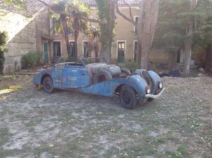 Restauration de la voiture du Schpountz : Peugeot 601 Eclipse dessinée par Marcel Pourtout.