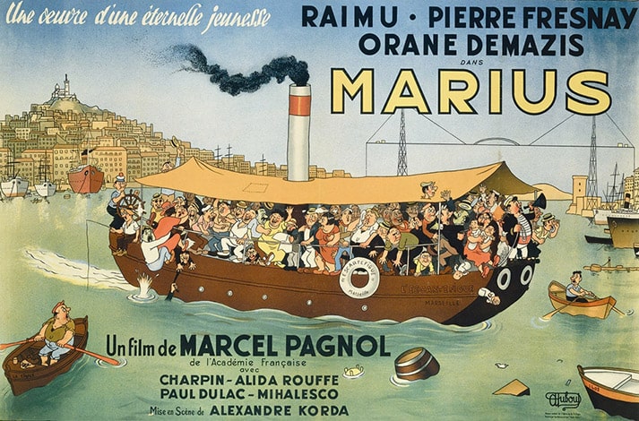 Affiche du film "Marius" réalisée par le dessinateur Dubout.